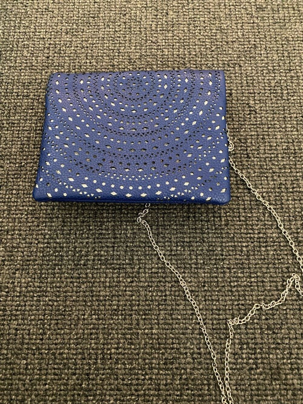 NWT! Blue and Silver Textured Clutch Street Level Triple 7 Cross Body Bag